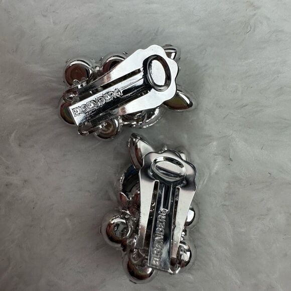 Vintage Eisenberg Womens Brooch Pin with Earrings Set Blue Stone Silver Tone - Picture 6 of 7